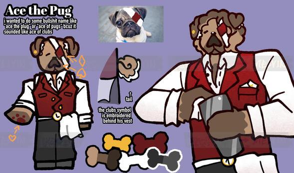 dog + card deck character.